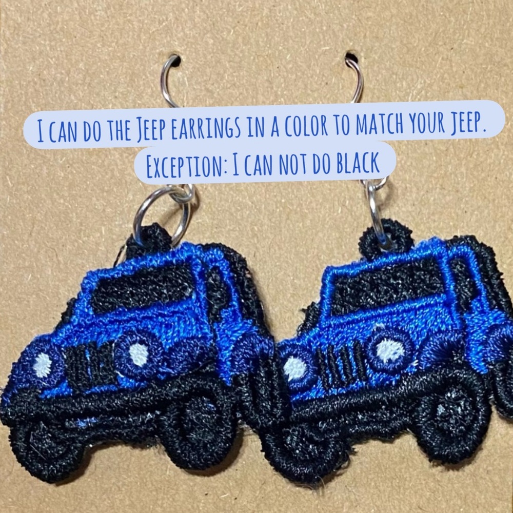 JEEP … Handmade by me!!!! Jeep Earrings for any Jeep Lover.